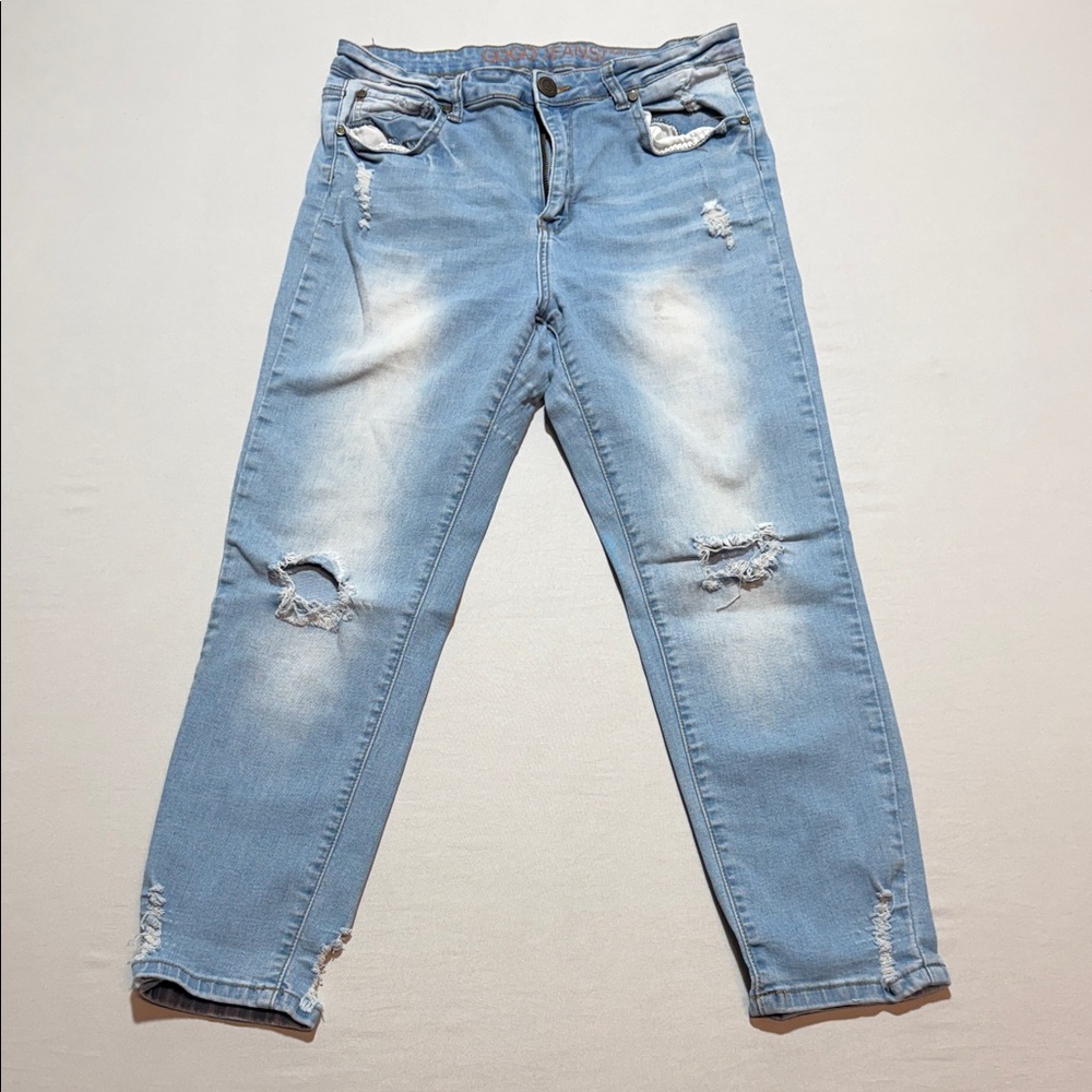 Women’s GOGO Light Blue Distressed High Rise Ankle Jeans Size 13